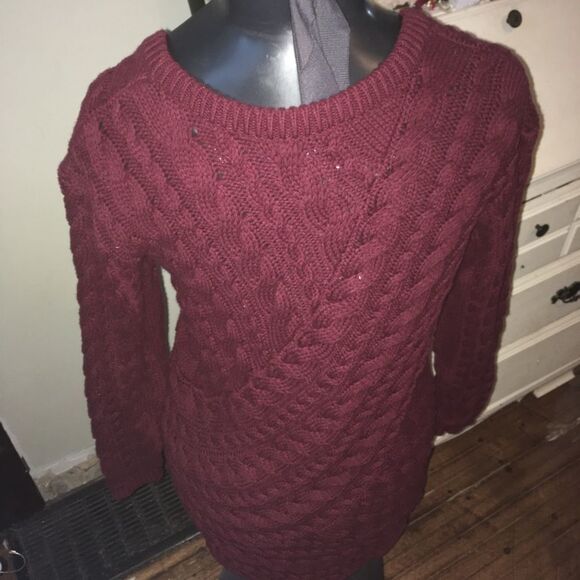 Nasty Gal high low maroon chunky fisherman sweater - Picture 2 of 3